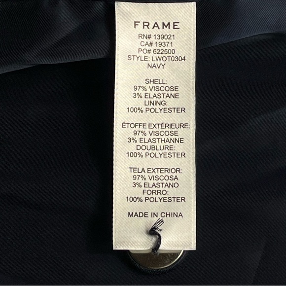 FRAME Women’s Cropped Double Breasted Blazer Navy White Size 0 Nautical Preppy - Picture 10 of 11